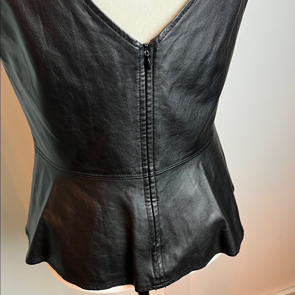 Faux Leather Sleeveless Peplum Top - Picture 5 of 8